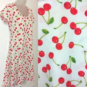 NWOT Superstition White & Red Cherry Dress, Size 8